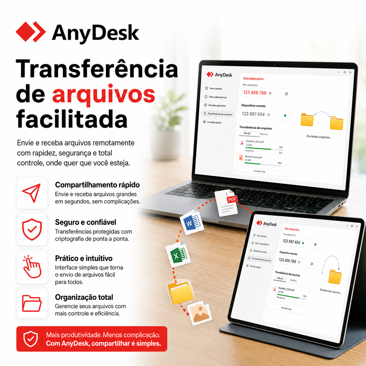 Imagem em português relacionada a Baixe o AnyDesk para Windows. Solução de acesso remoto para empresas