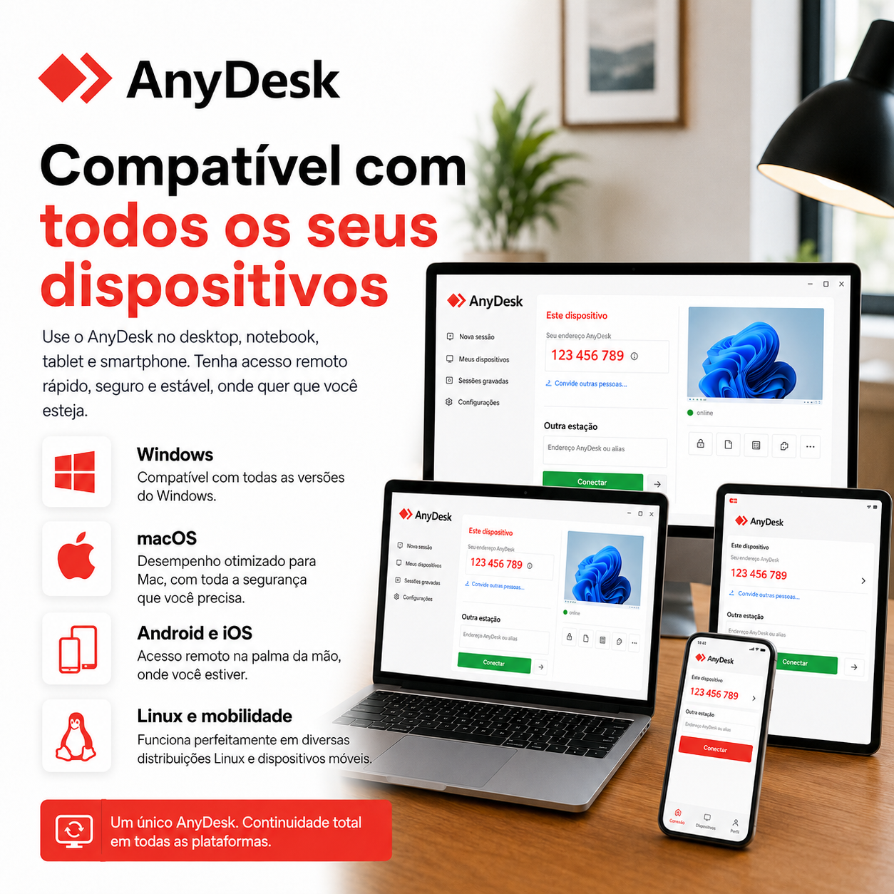 Imagem em português relacionada a Uso descritivo da marca AnyDesk
